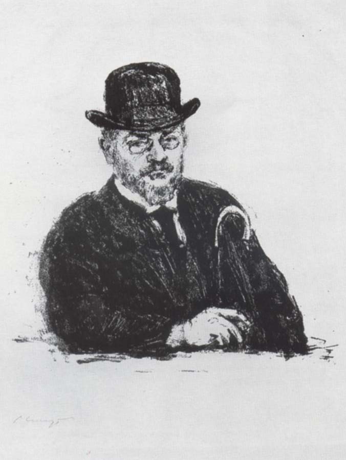 Max Slevogt Selbstbidnis with hat and cane